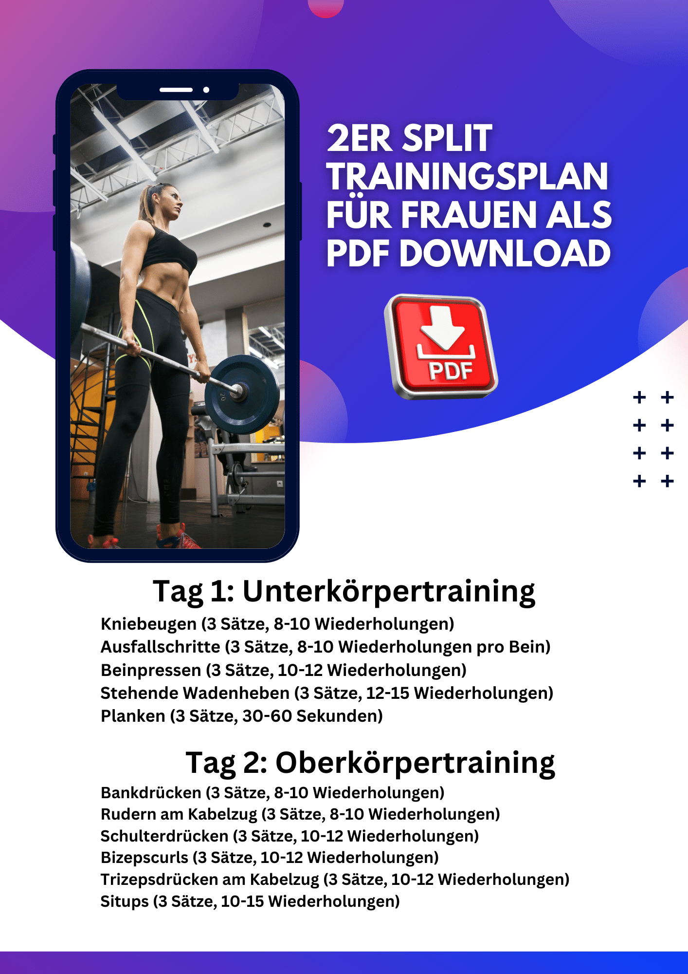 Effektiver 2er Split Trainingsplan als PDF download 🏋 4